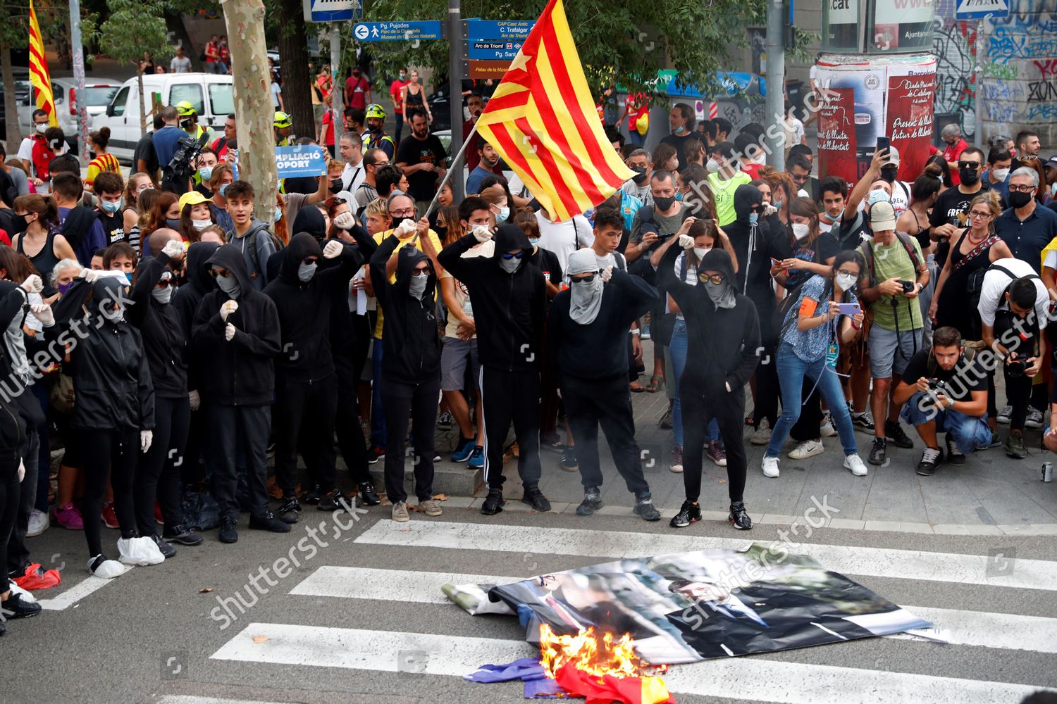 demonstrators-burn-photographs-meeting-between-spanish-editorial-stock