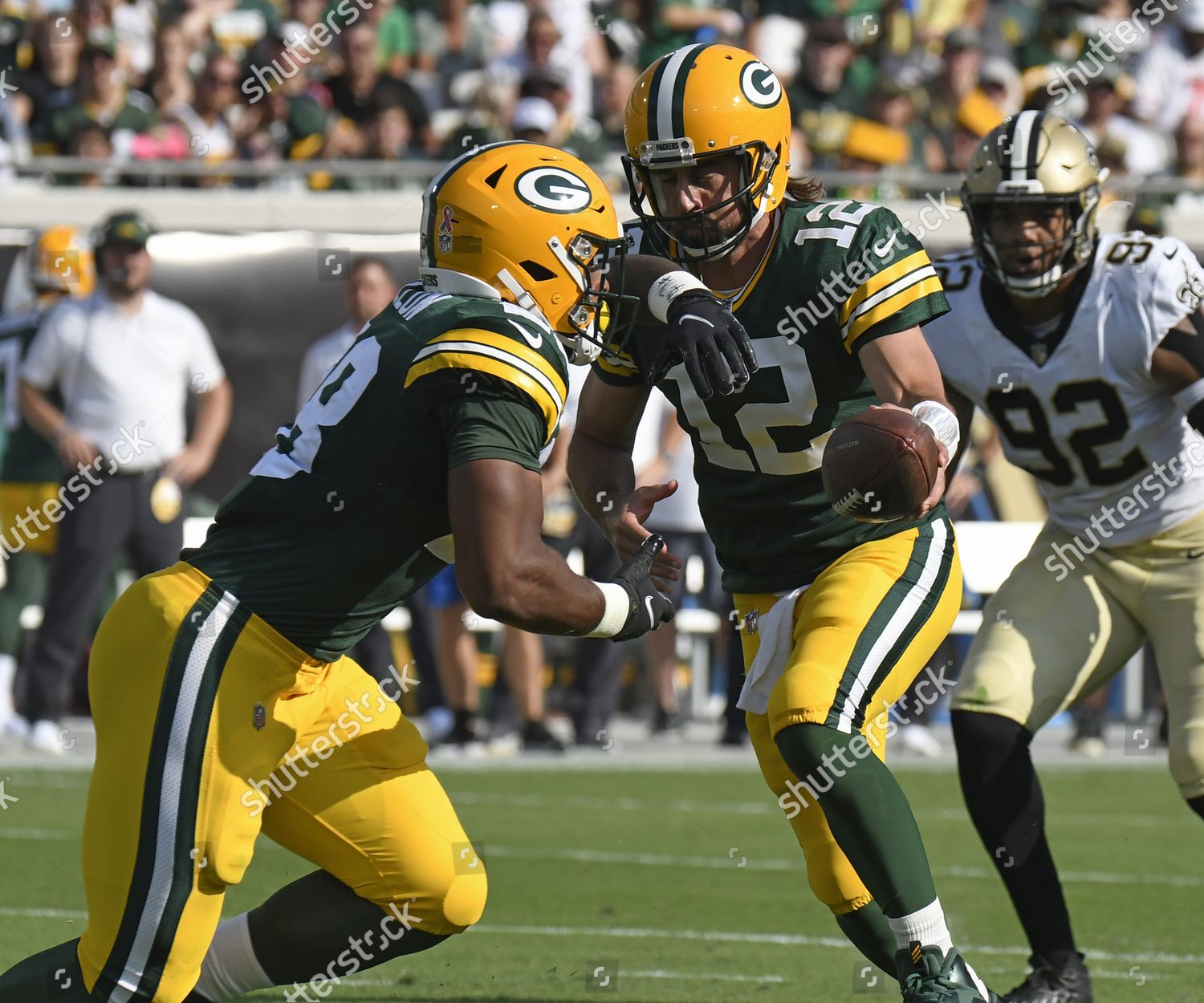 Quarterback Aaron Rodgers Hands Off Running Editorial Stock Photo ...