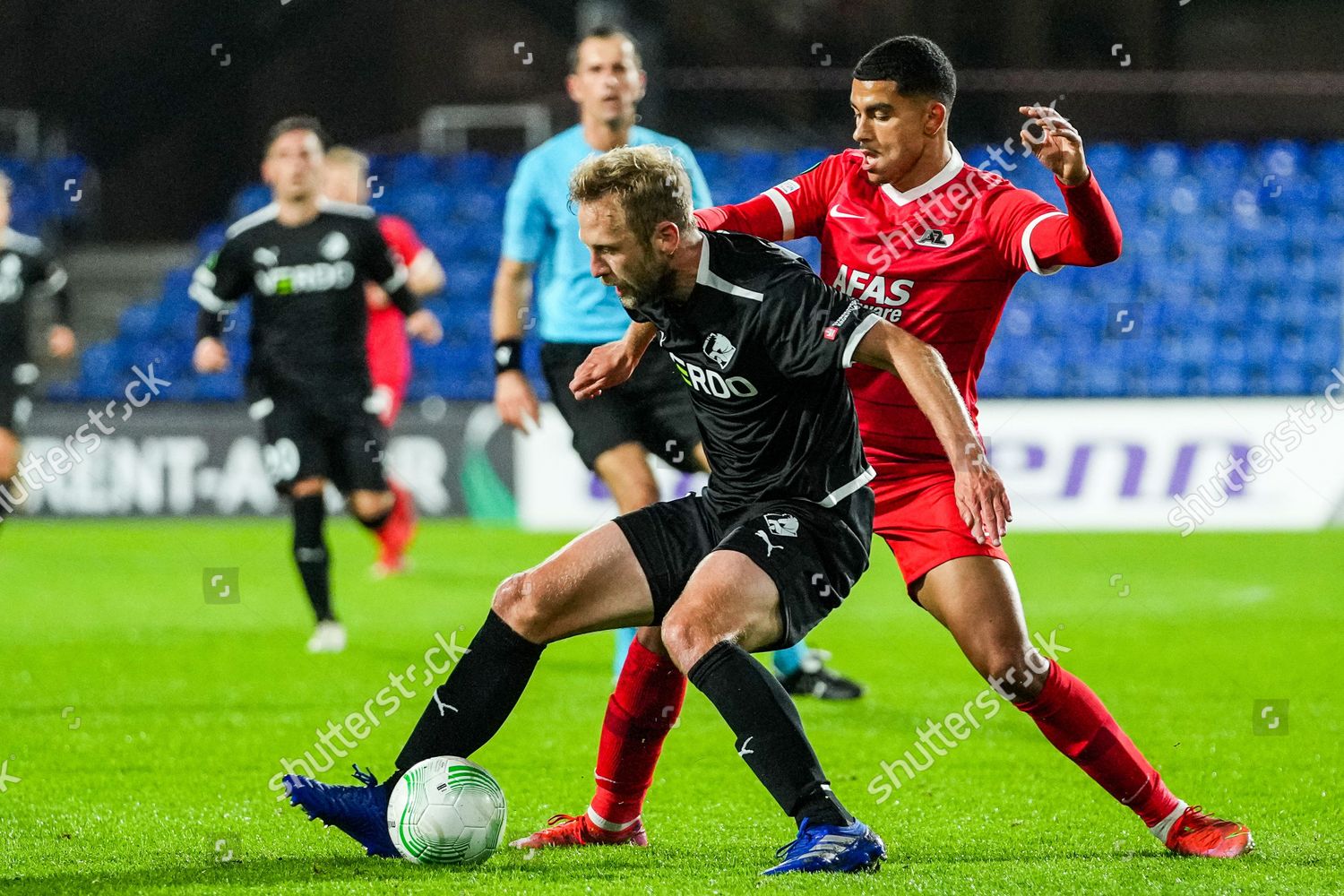 lr bjorn kopplin randers fc zakaria aboukhlal editorial stock photo stock image shutterstock