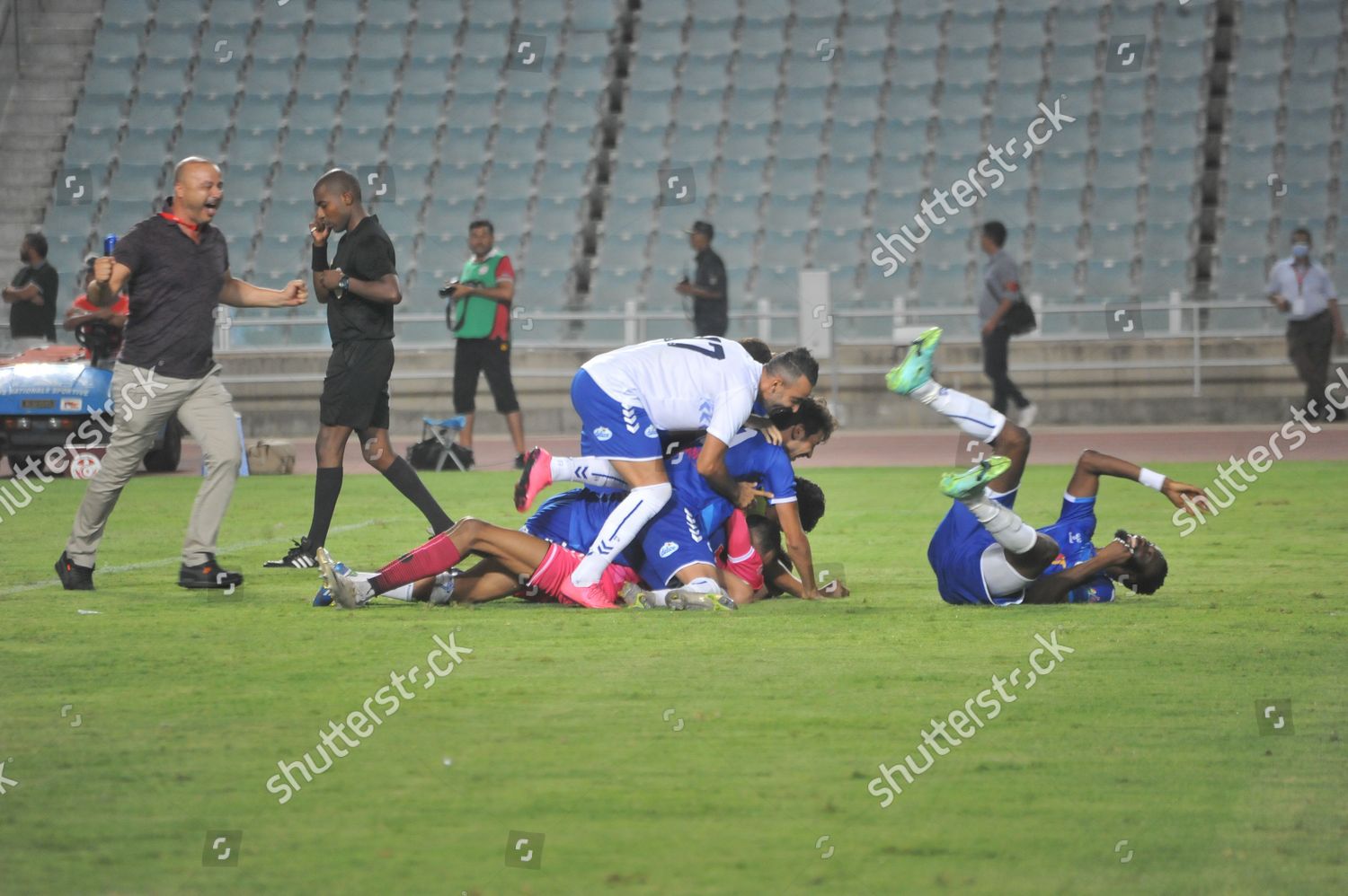 Union Sportive Monastirienne Team Celebrating During Editorial Stock