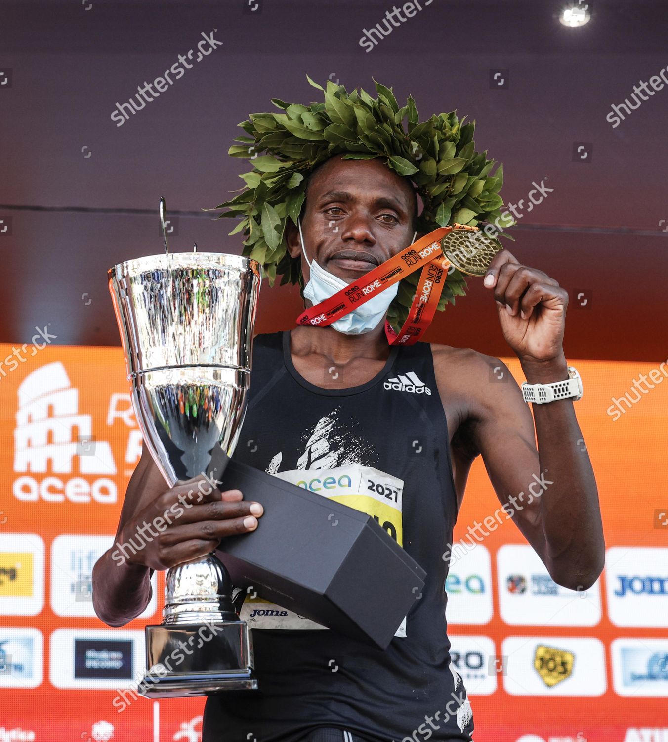 Kenyan Clement Langat Kiprono Poses Trophy Editorial Stock Photo