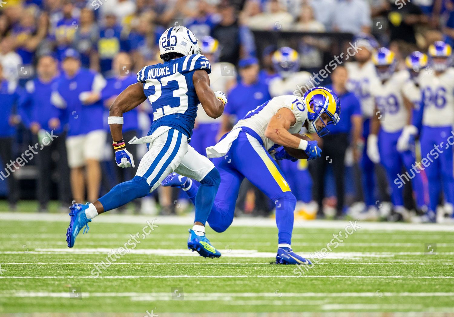 Indianapolis, Indiana, USA. 19th Sep, 2021. Los Angeles Rams wide receiver Cooper  Kupp (10) during NFL football game action between the Los Angeles Rams and  the Indianapolis Colts at Lucas Oil Stadium