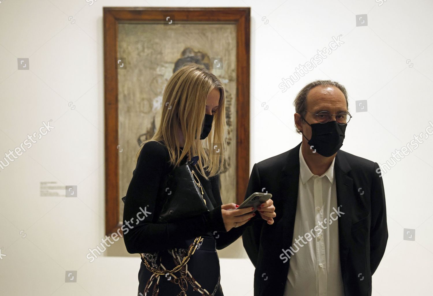 Paris, France on September 21, 2021. Delphine Arnault and her partner  Xavier Niel during the opening of the exhibition of 'The Morozov  Collection, Icons of Modern Art' at Fondation Louis Vuitton in