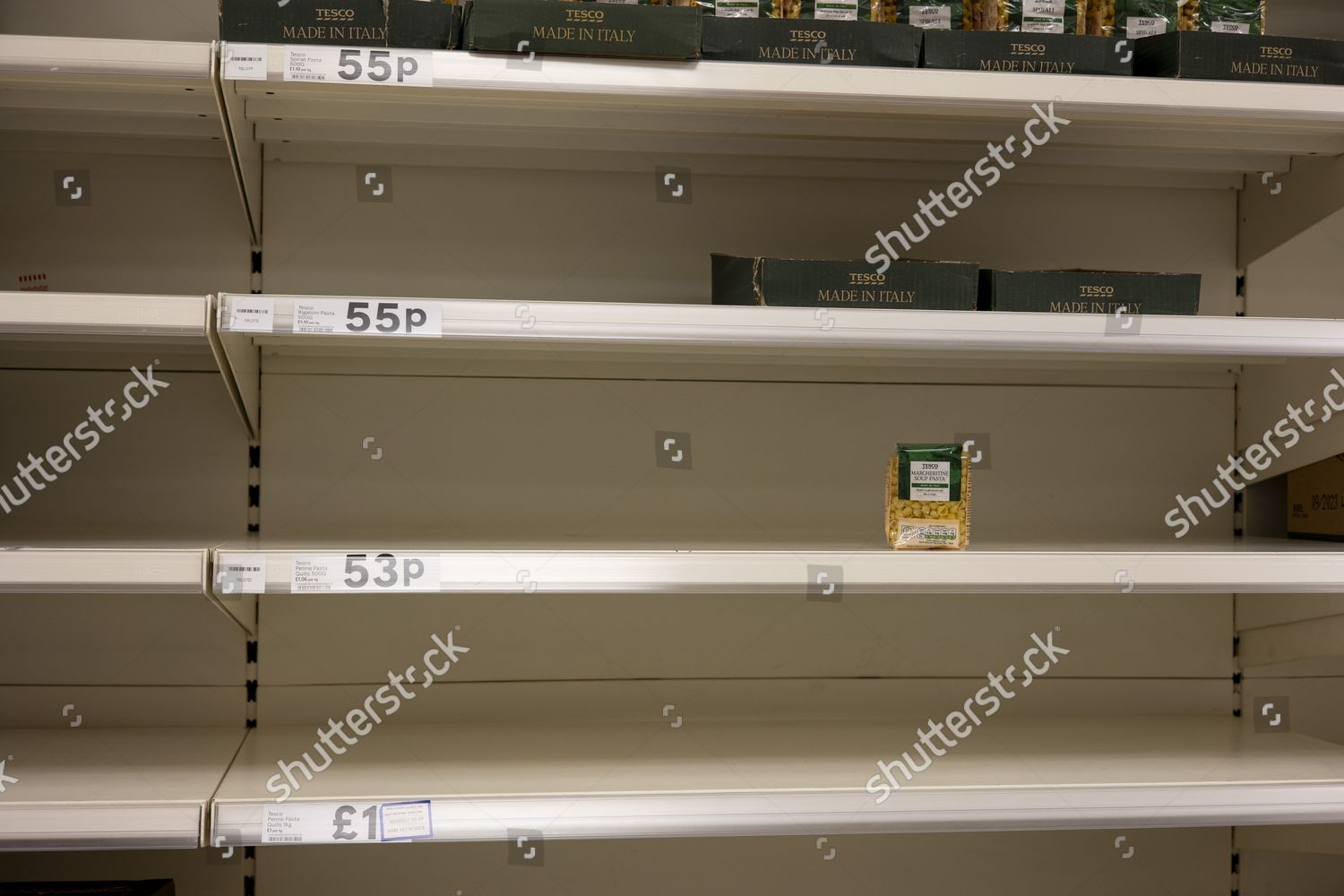 Pasta Shelves Seen Almost Empty Supermarket Editorial Stock Photo