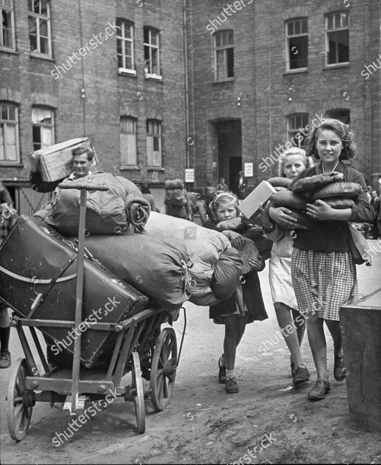Young Dutch Girls Carrying Rations United Editorial Stock Photo - Stock ...