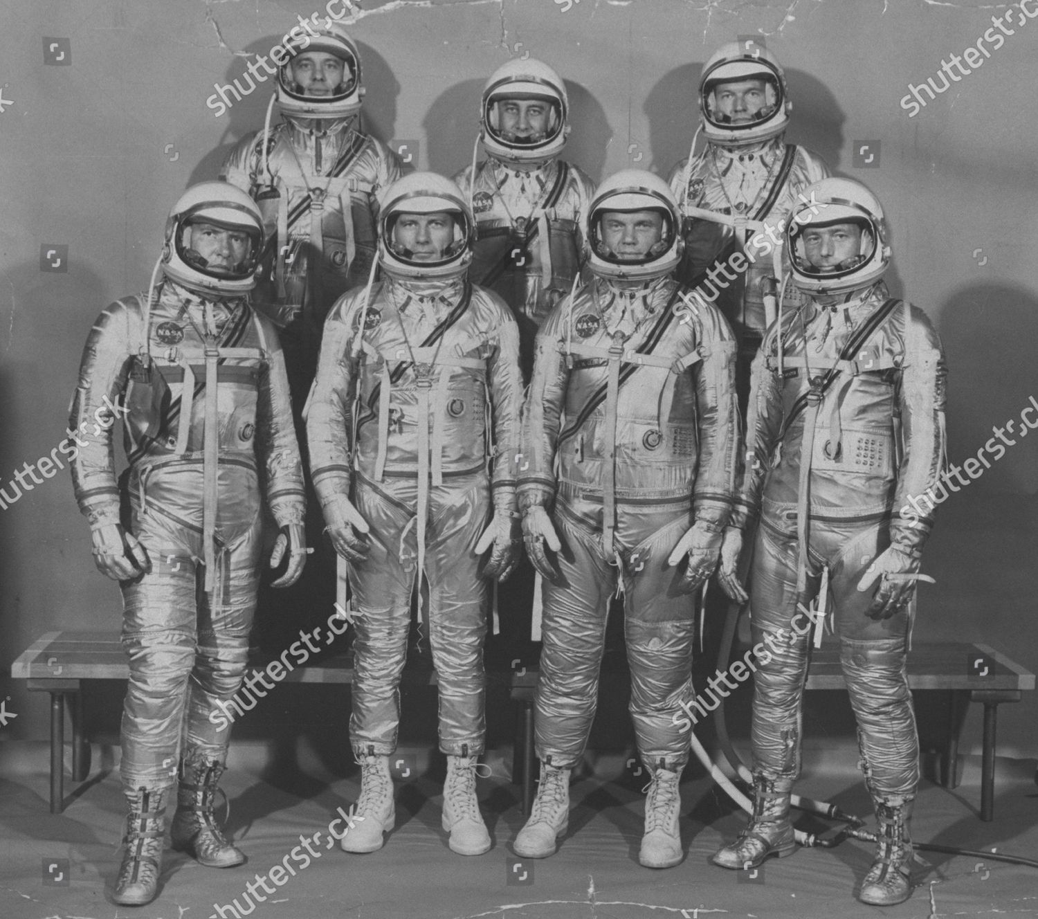 Mercury 7 Astronauts Standing Pressure Suits Editorial Stock Photo ...