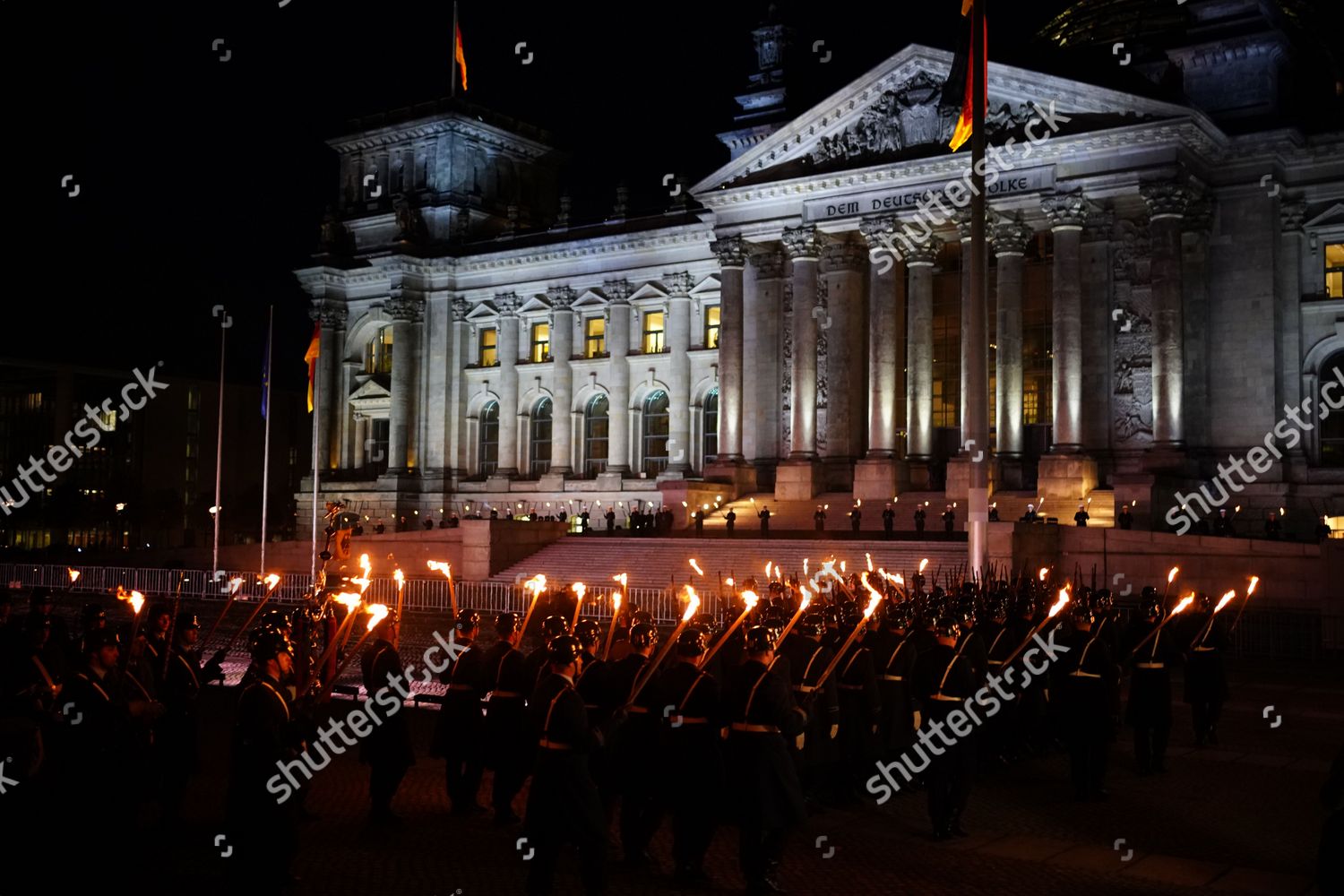 Soldiers Torches Walk During Ceremonial Tattoo Editorial Stock Photo ...