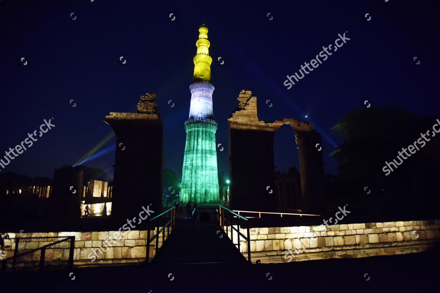 Illuminated Qutub Minar Seen On Occasion Editorial Stock Photo Stock