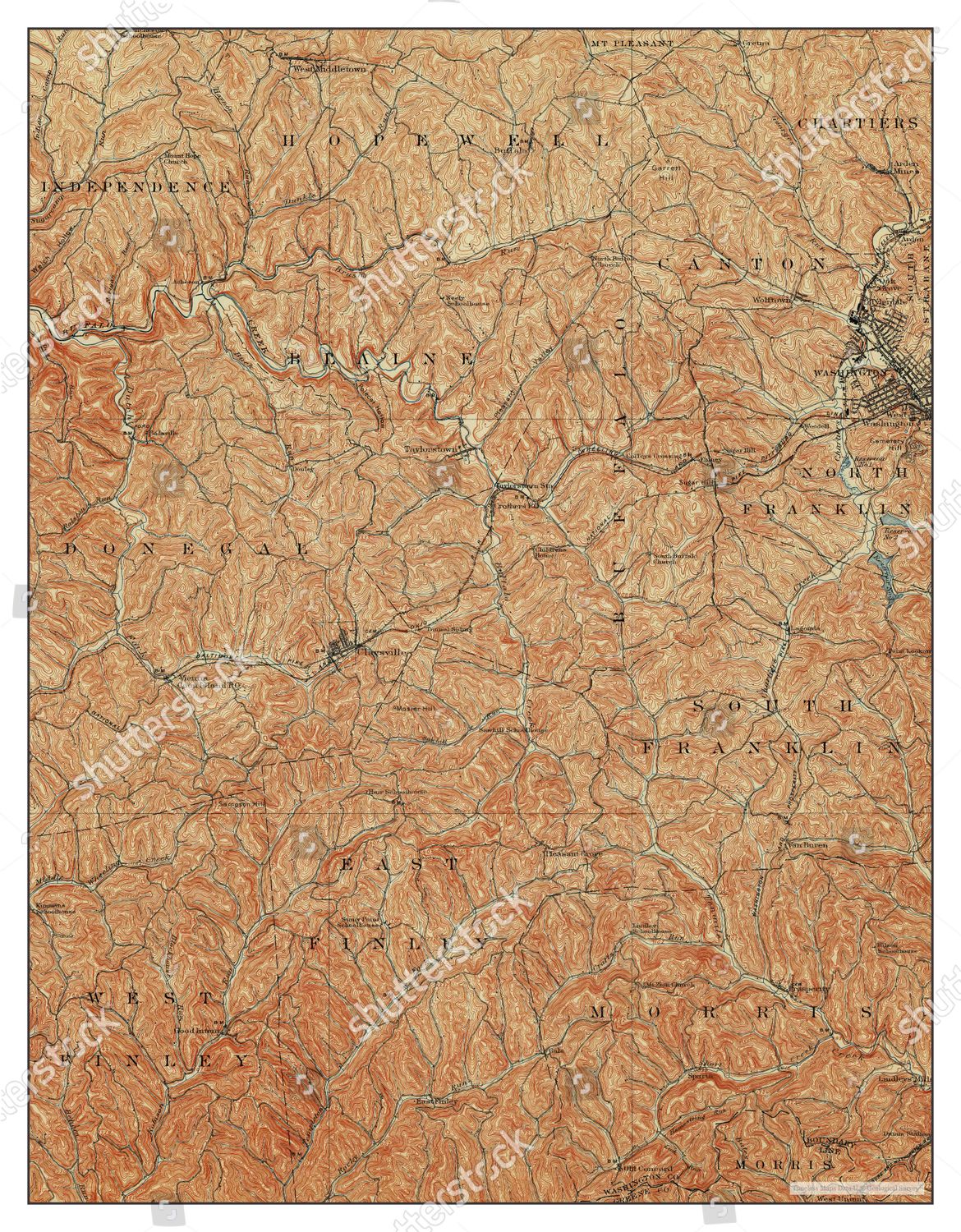 Usa Timeless Maps Claysville Pennsylvania Map Editorial Stock Photo