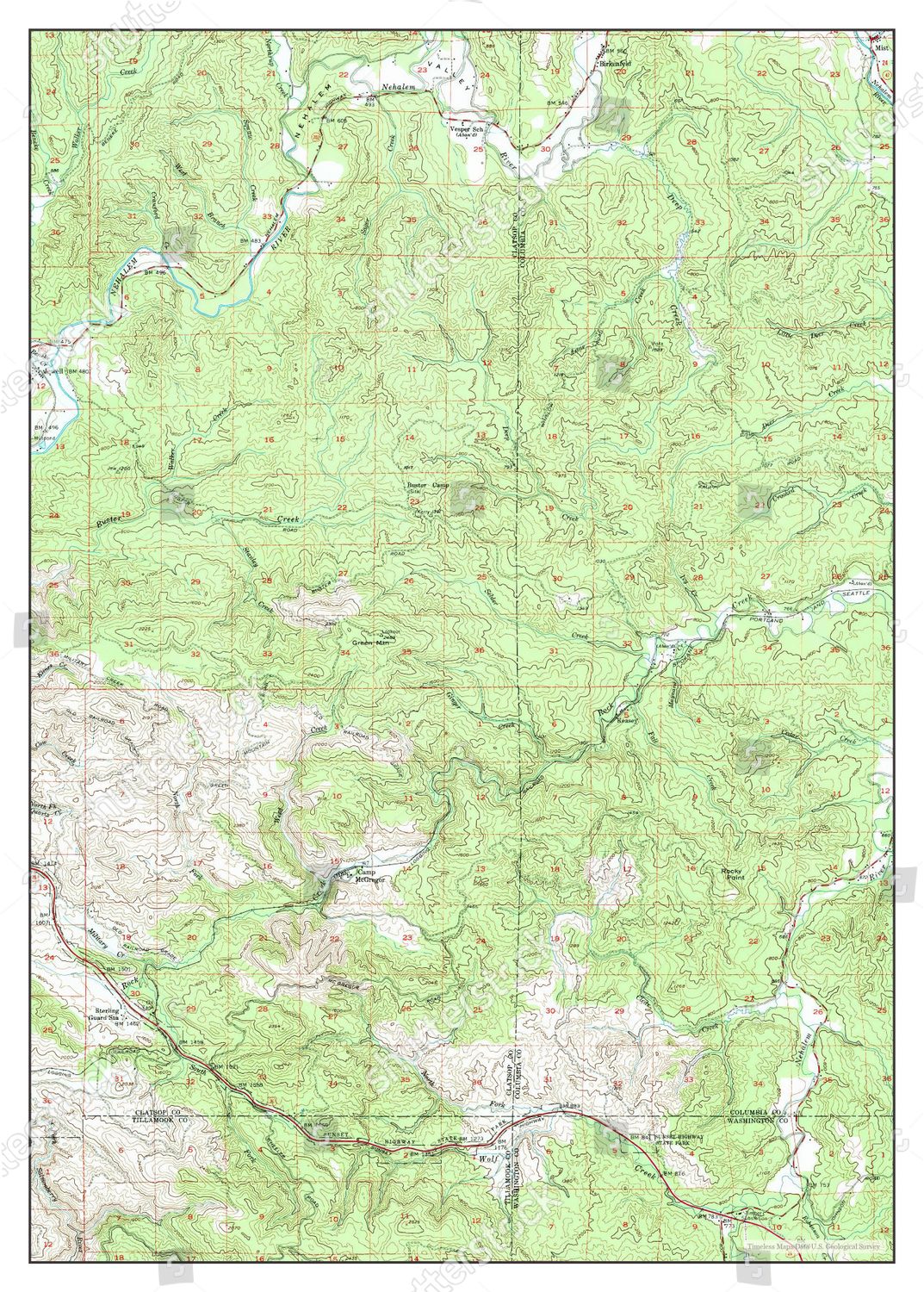 Usa Timeless Maps Birkenfeld Oregon Map Editorial Stock Photo Stock