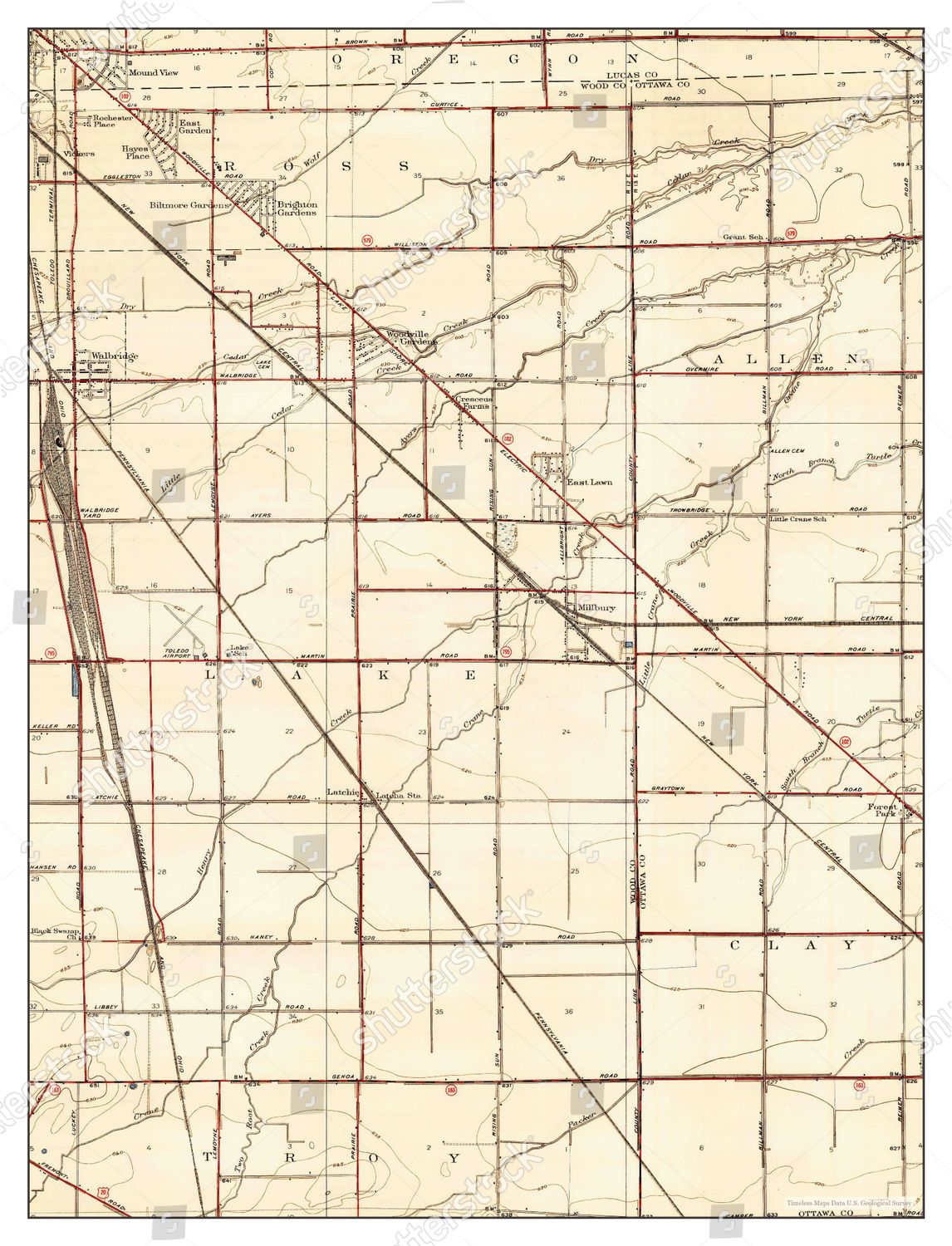 Usa Timeless Maps Walbridge Ohio Map Editorial Stock Photo Stock