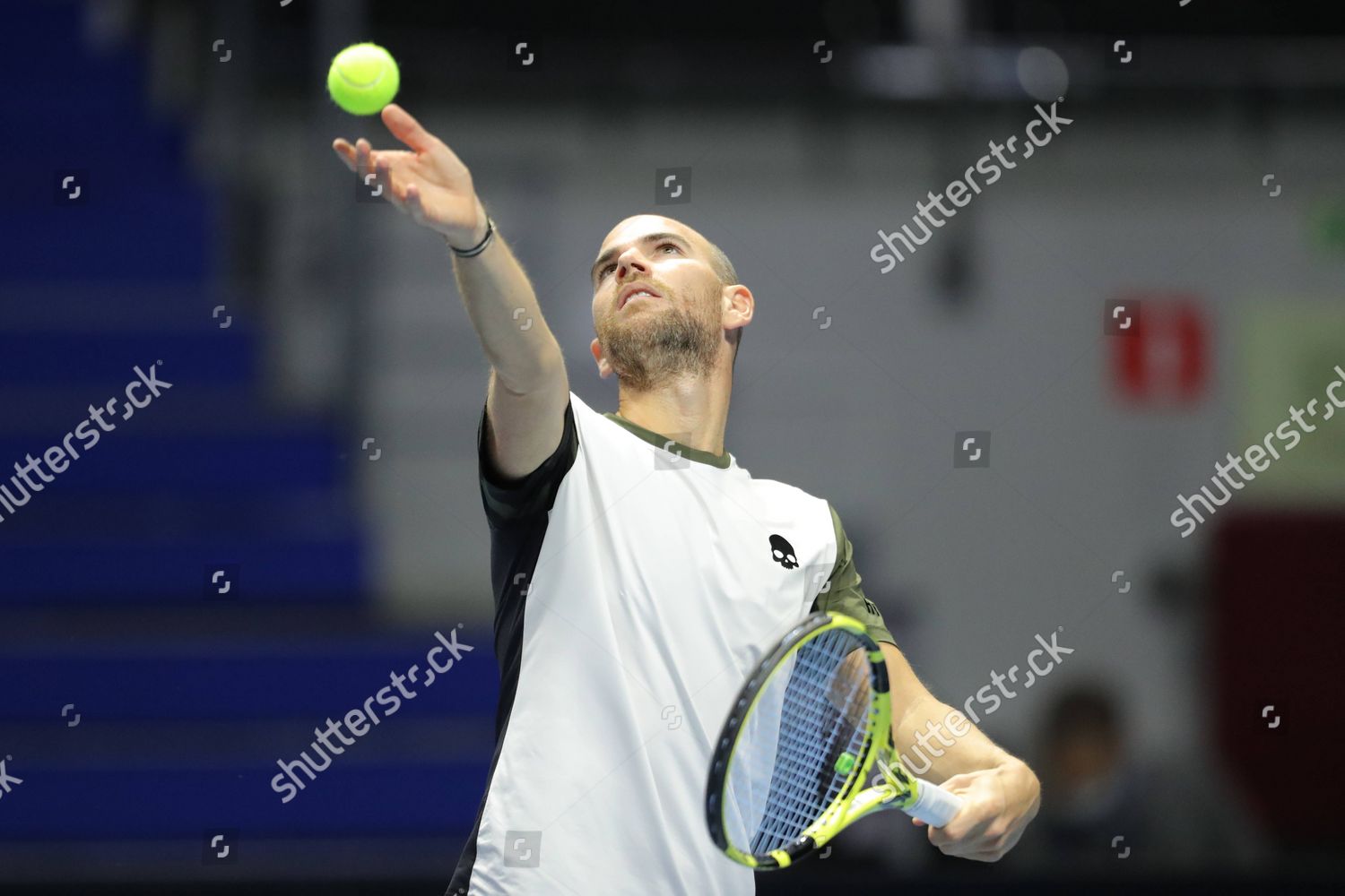 Adrian Mannarino Serves Ball During Atp Editorial Stock Photo - Stock ...