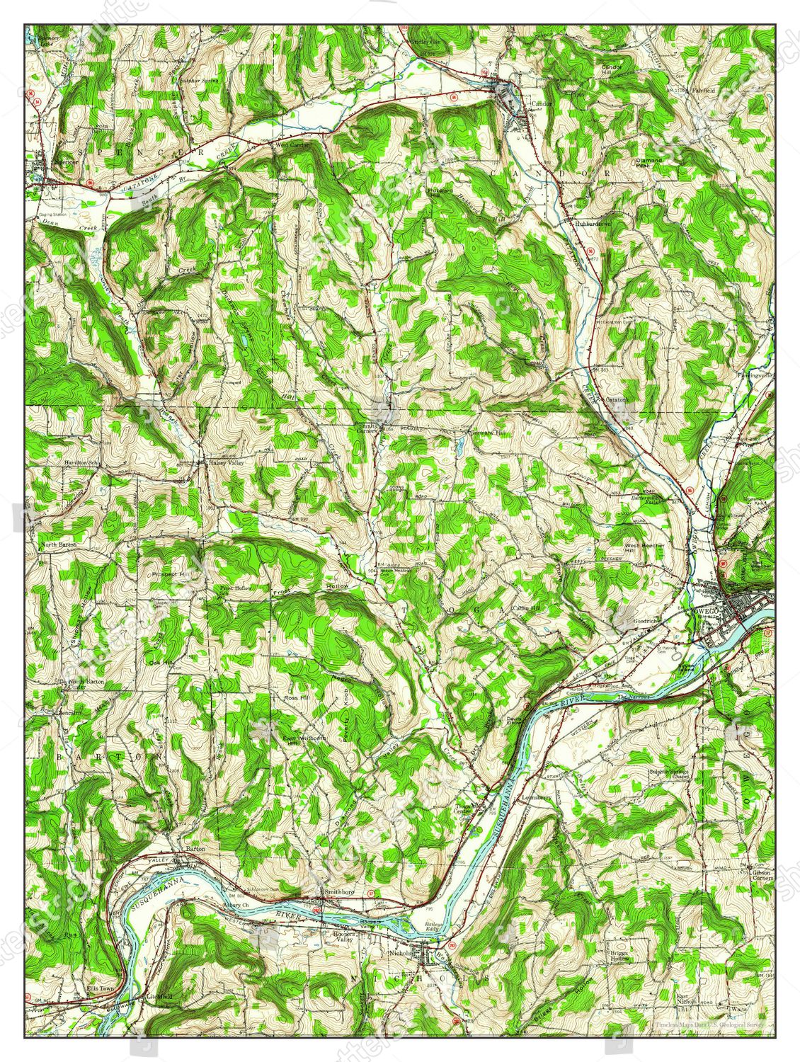 Usa Timeless Maps Owego New York Editorial Stock Photo Stock Image