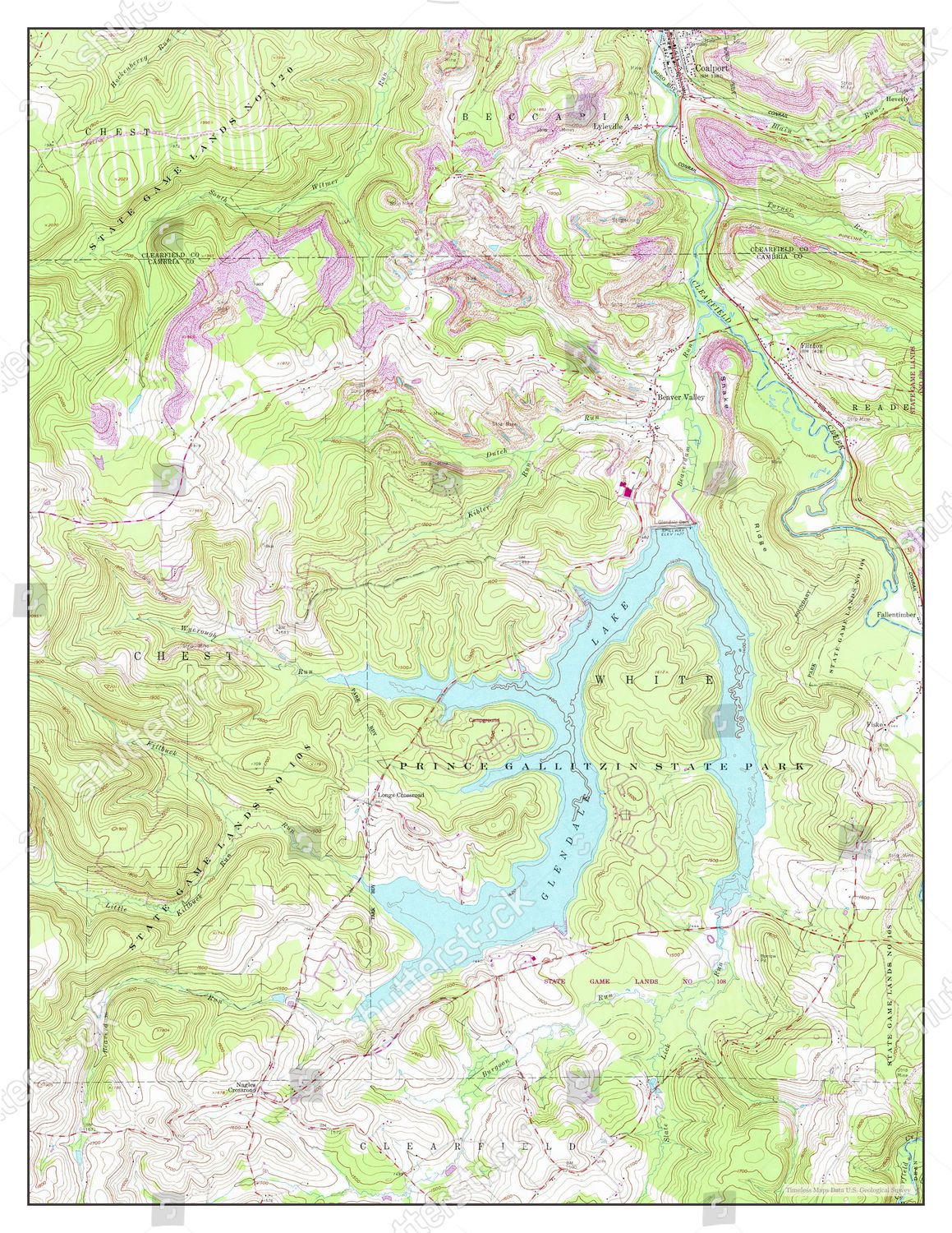 Usa Timeless Maps Coalport Pennsylvania Map Editorial Stock Photo