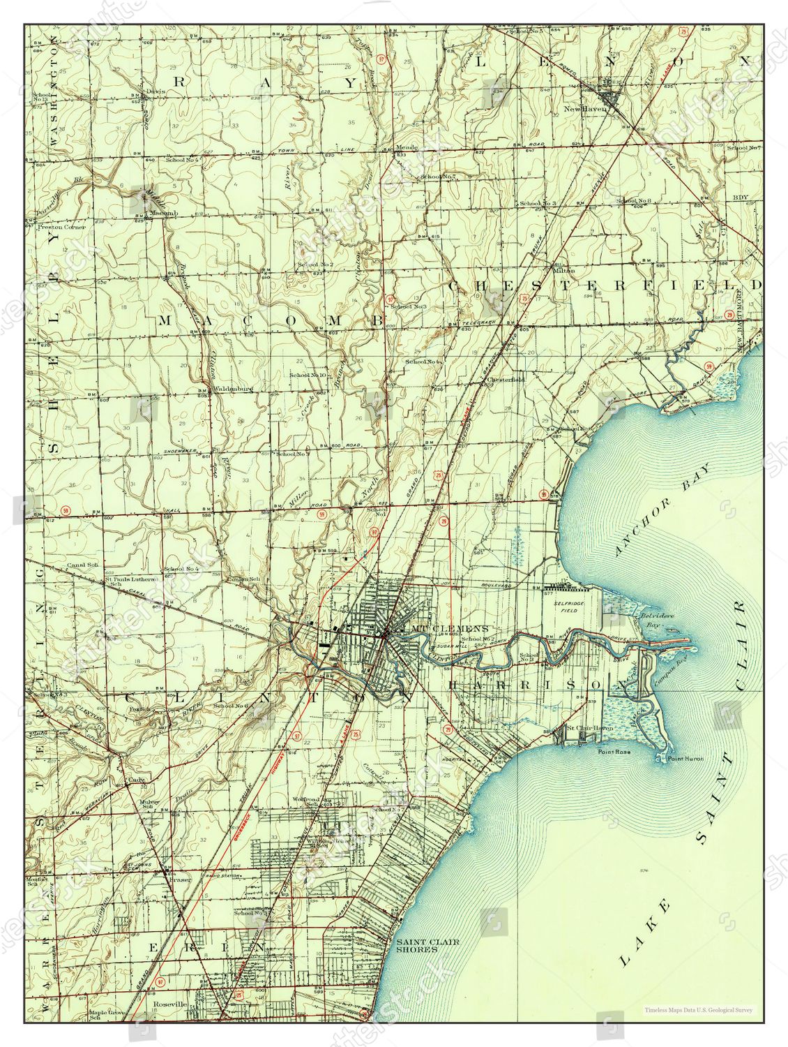 Usa Timeless Maps Mt Clemens Michigan Editorial Stock Photo Stock