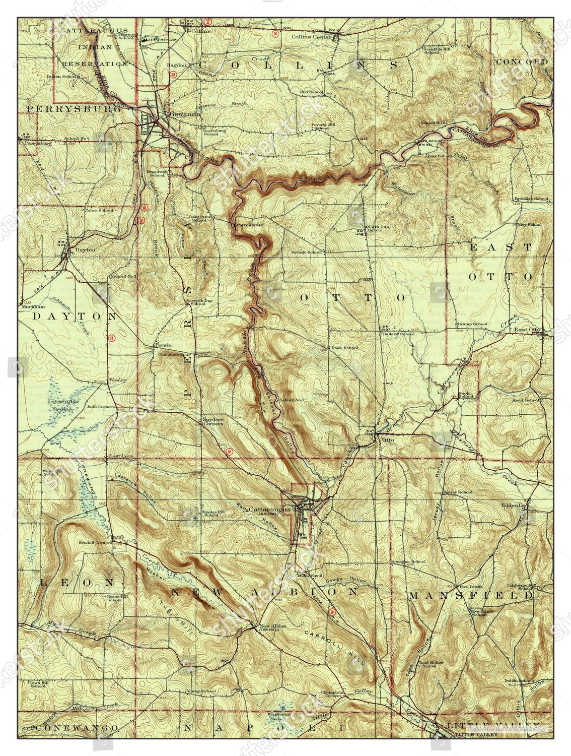 Usa Timeless Maps Cattaraugus New York Editorial Stock Photo Stock