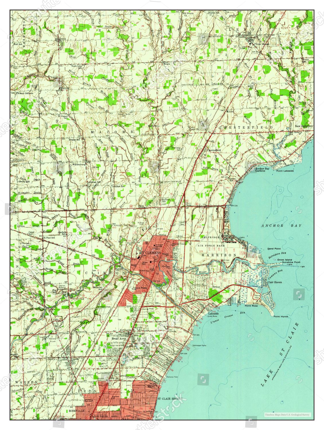 Usa Timeless Maps Mt Clemens Michigan Editorial Stock Photo Stock