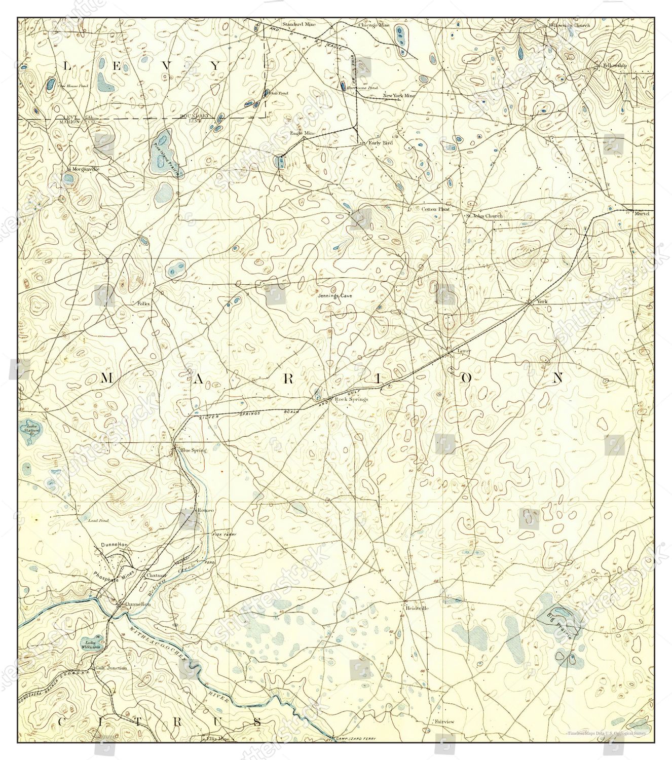 Usa Timeless Maps Dunnellon Florida - Shutterstock 12576208a 