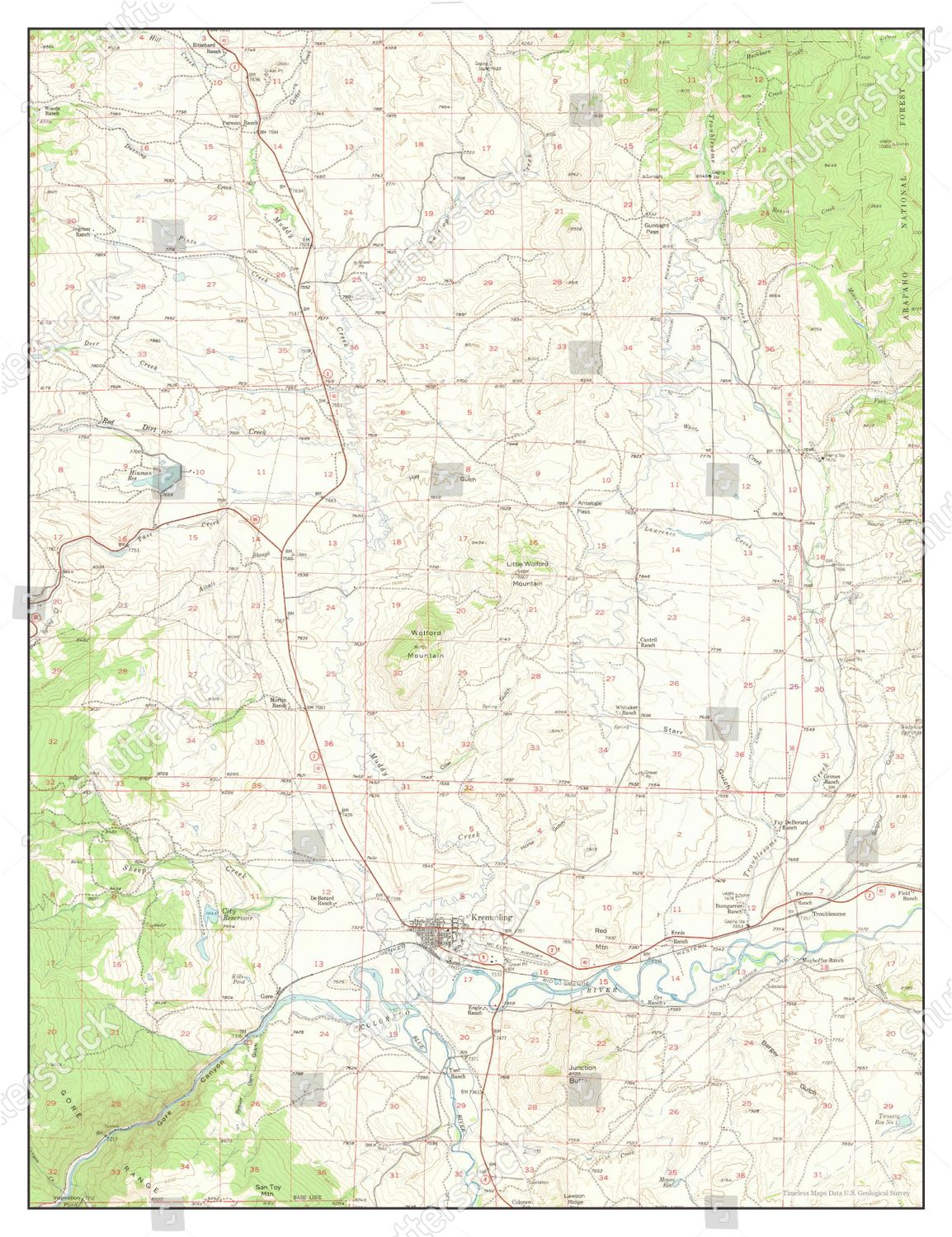 Usa Timeless Maps Kremmling Colorado Map Editorial Stock Photo Stock
