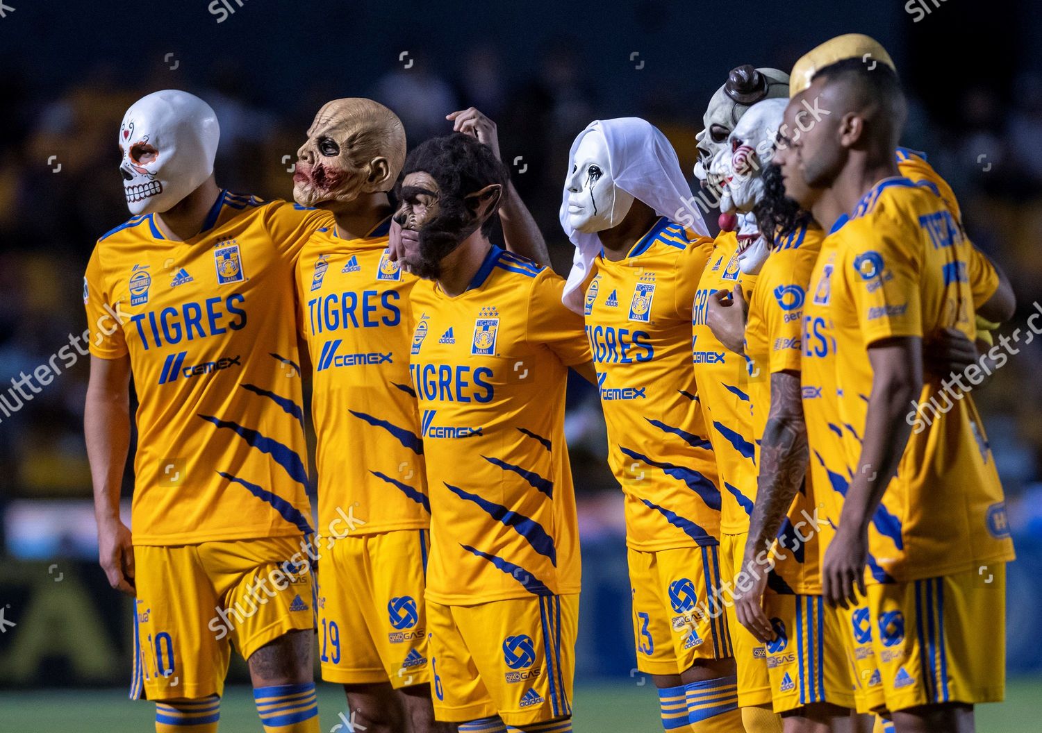 Tigres Uanl Players Pose Masks Start Editorial Stock Photo Stock