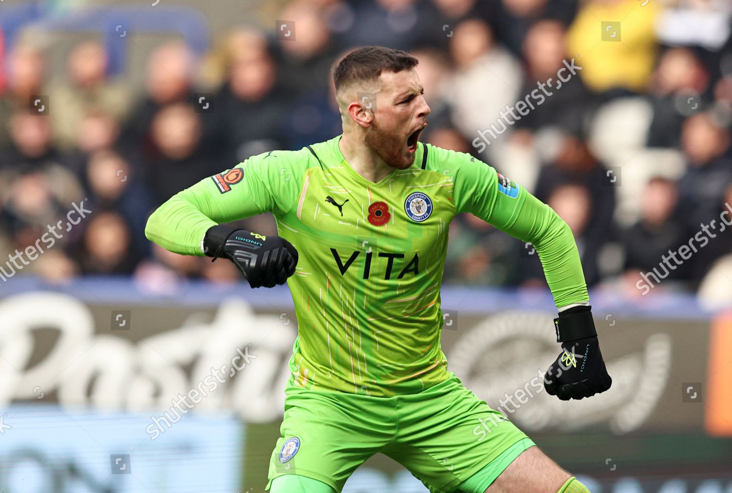 Stockport County Goalkeeper Ethan Ross Celebrates Editorial Stock Photo ...