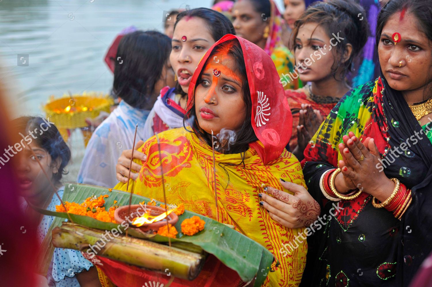 Horizon Community Devotees Waiting Bank River Editorial Stock Photo ...