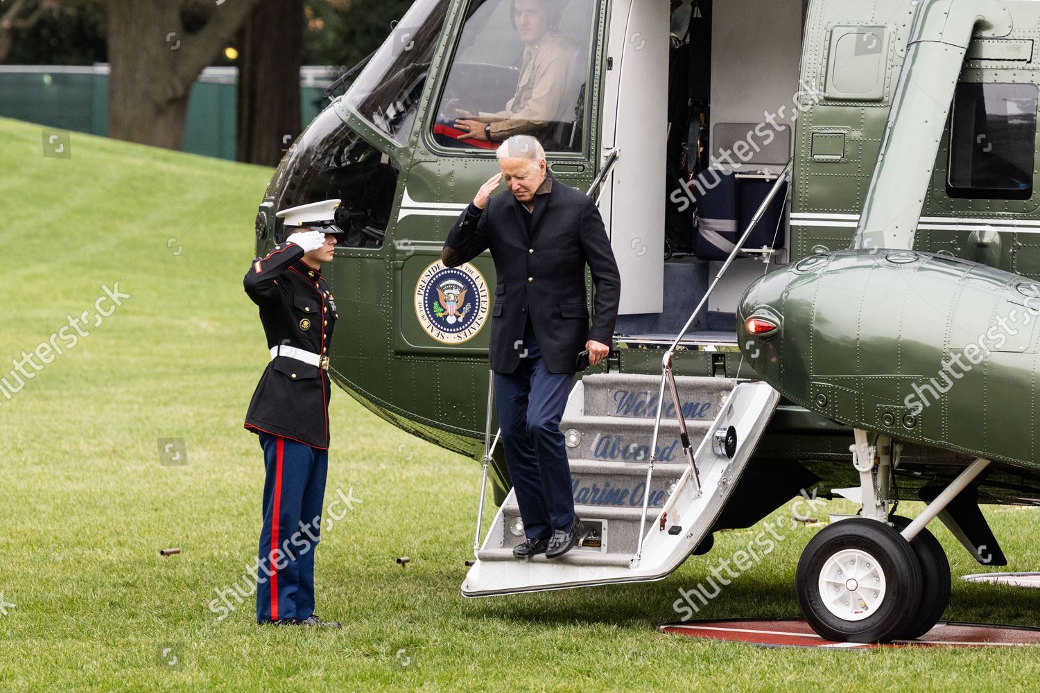 President Joe Biden Salutes Marine He Editorial Stock Photo - Stock ...