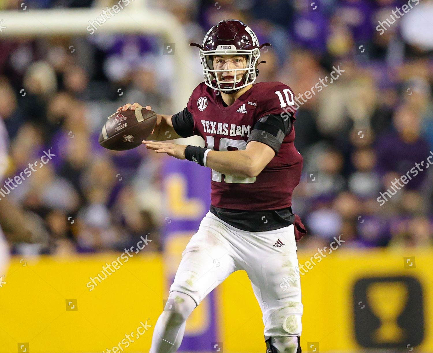 Texas Ams Zach Calzada 10 Gets Editorial Stock Photo - Stock Image ...