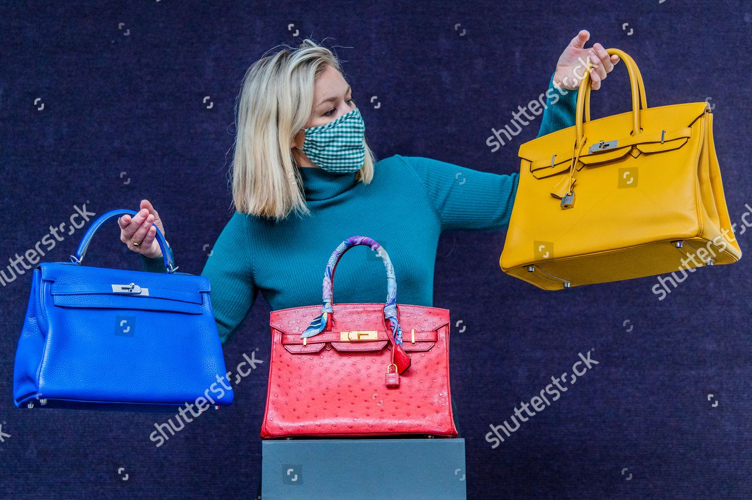 Hermes Blue Birkin Bag 6000 Editorial Stock Photo - Stock Image