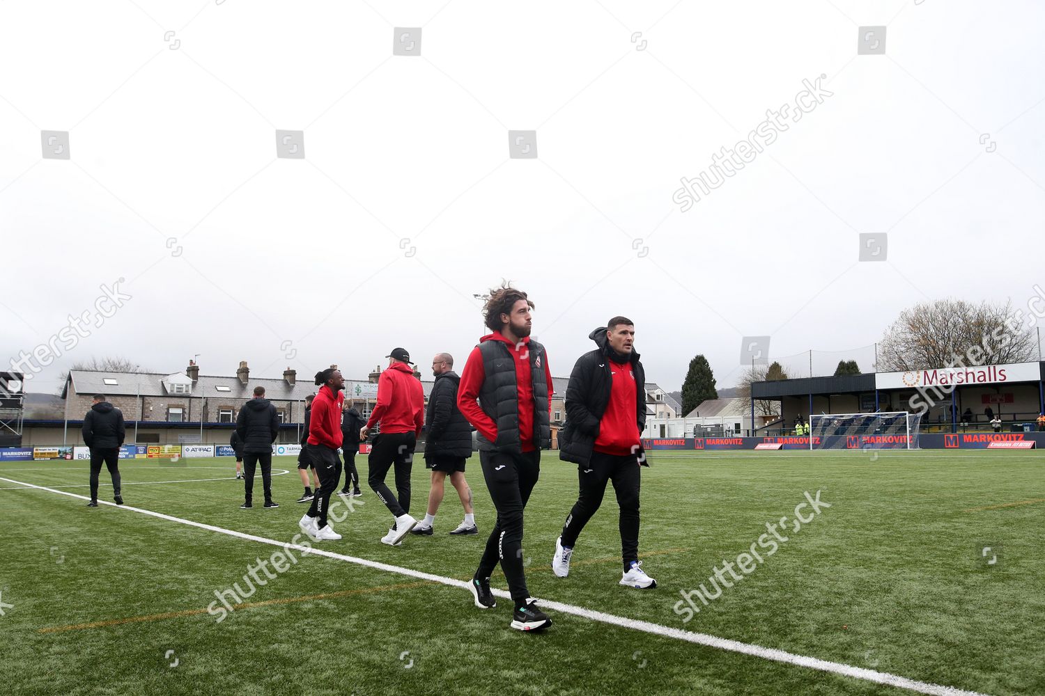 Morecambe Fc Players Inspect Pitch Ahead Editorial Stock Photo Stock