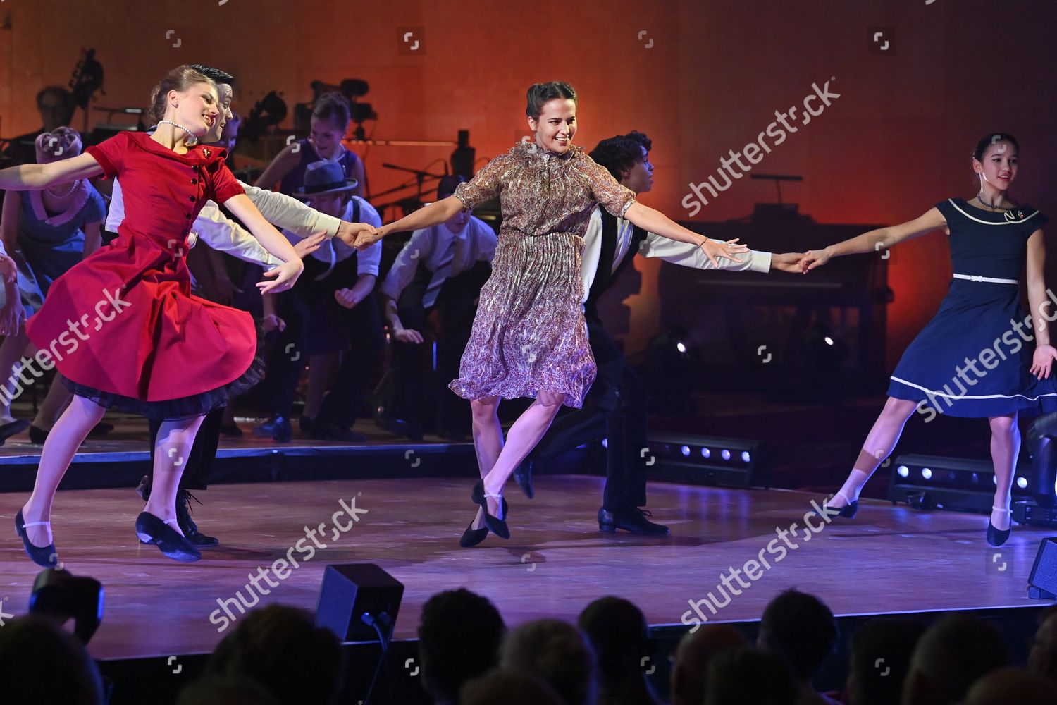 Gothenburg, Sweden. 03rd Dec, 2021. Actress Alicia Vikander, who was  awarded this year's honorary scholarship by the Sten A Olsson Foundation,  dances with her old dance teacher Sebastian Michanek at a gala