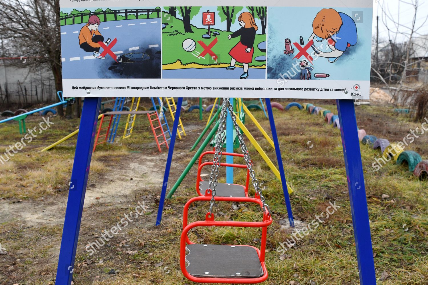 Warning Signs Seen On Kids Swing Editorial Stock Photo - Stock Image ...