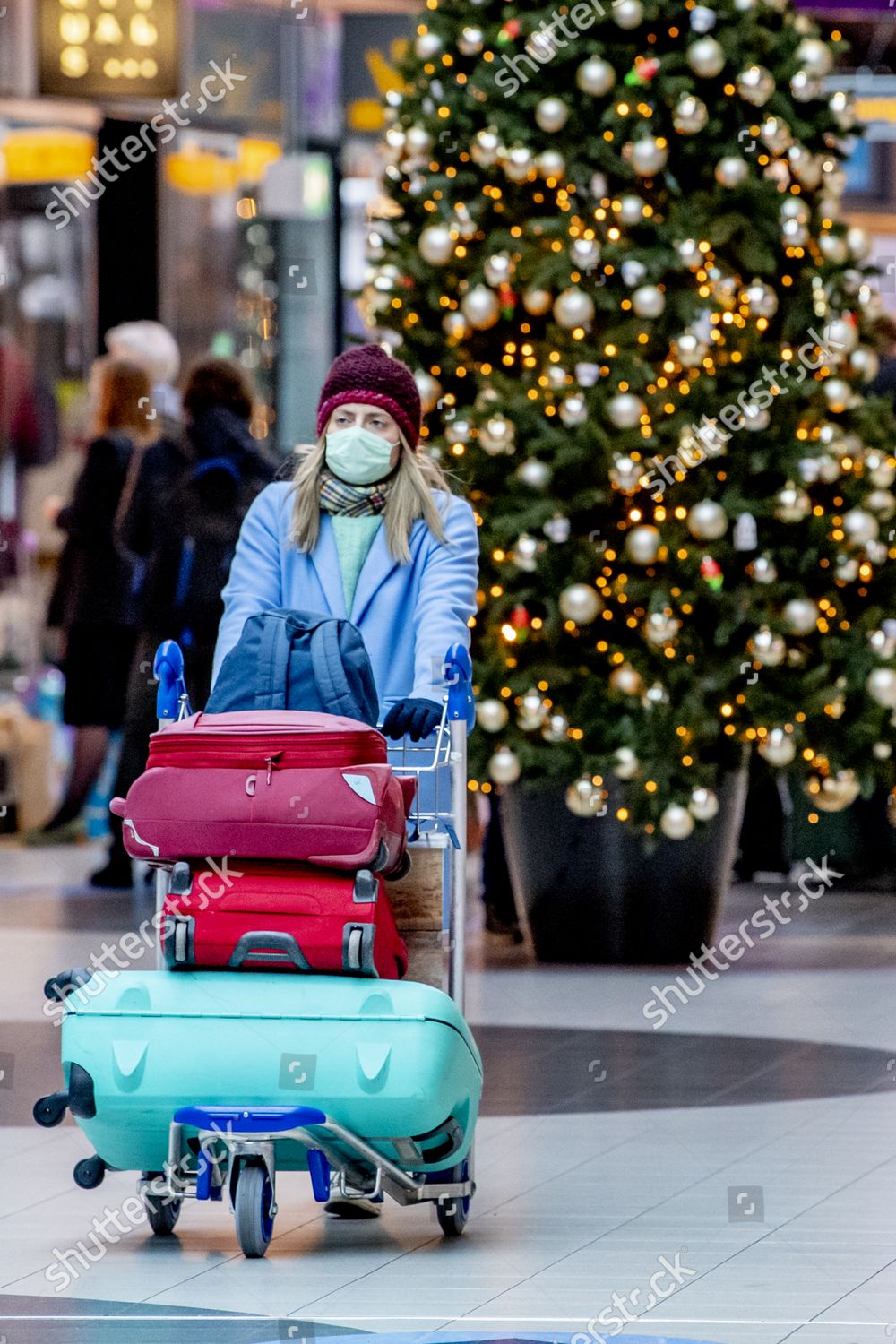 Travelers Wear Face Masks Amsterdam Airport Editorial Stock Photo