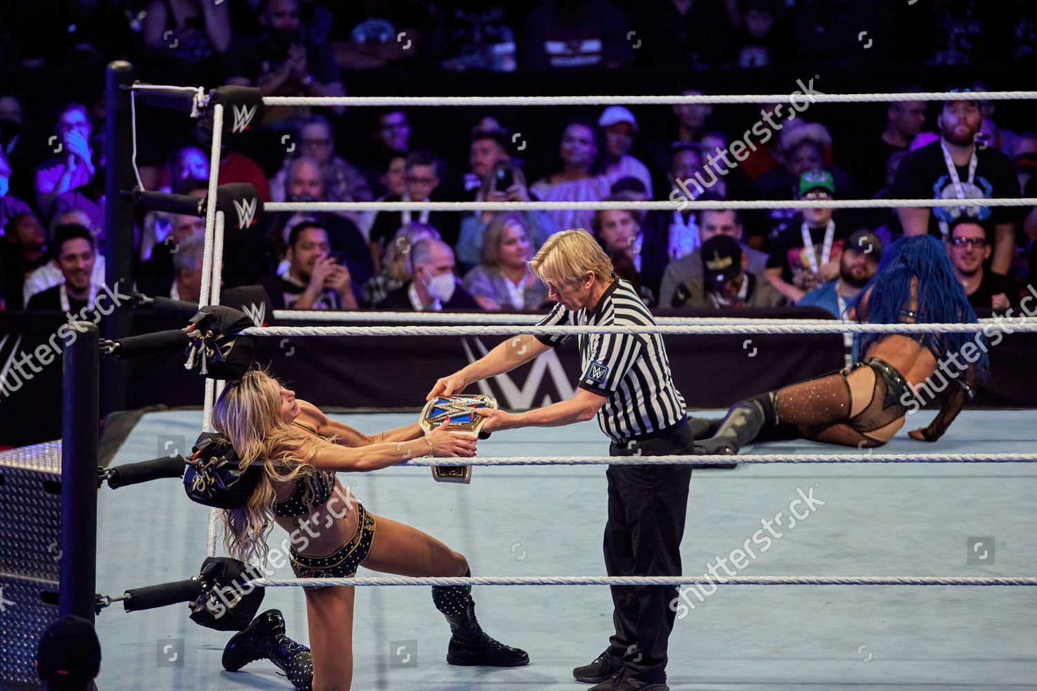 Sasha Banks Vs Charlotte Flair During Editorial Stock Photo - Stock ...