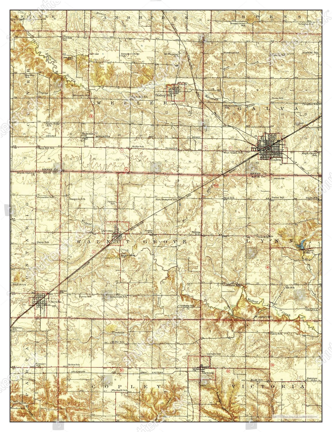 Usa Timeless Maps Galva Illinois Map Editorial Stock Photo Stock Image Shutterstock