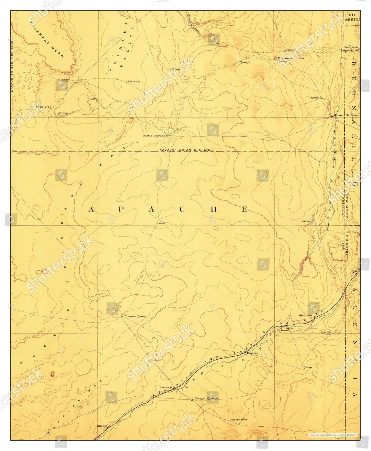 Usa Timeless Maps Fort Defiance Arizona Editorial Stock Photo Stock