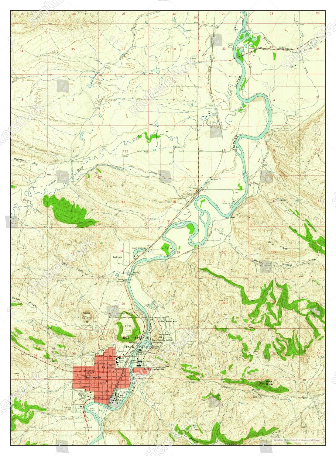 Usa Timeless Maps Thermopolis Wyoming Map Editorial Stock Photo Stock