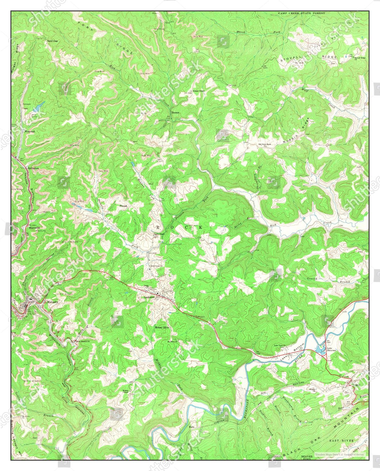 Usa Timeless Maps Matoaka West Virginia Editorial Stock Photo Stock