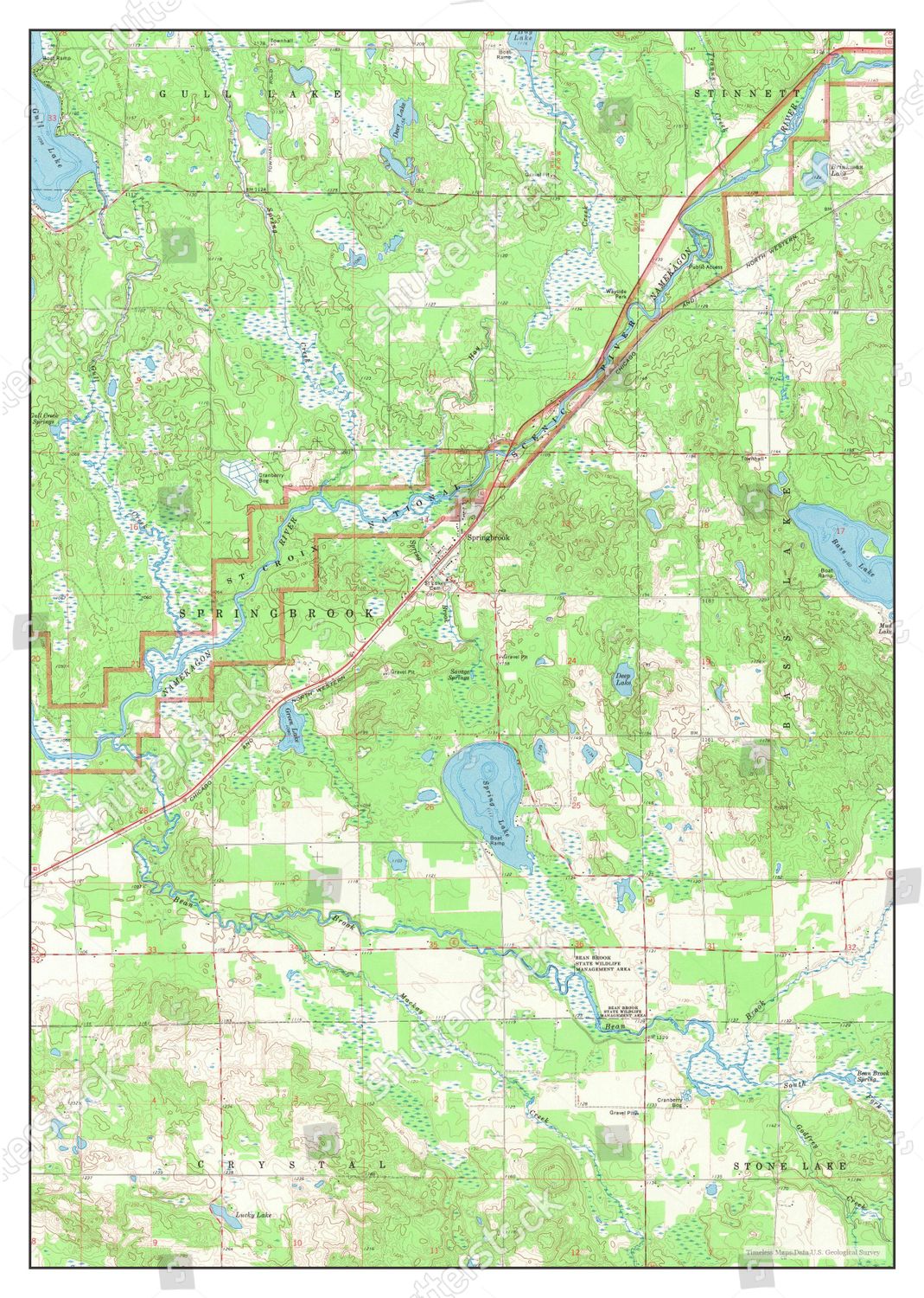 Usa Timeless Maps Springbrook Wisconsin Map Editorial Stock Photo ...