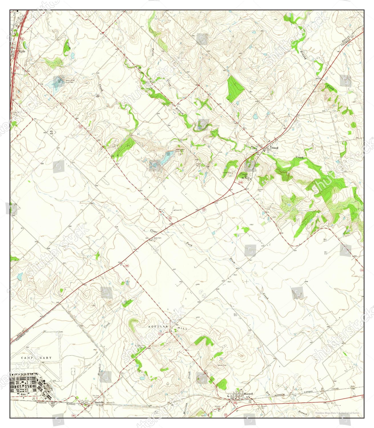 Usa Timeless Maps Uhland Texas Map Editorial Stock Photo Stock Image