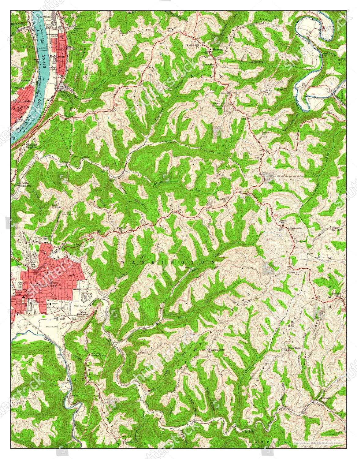 Usa Timeless Maps Moundsville West Virginia Editorial Stock Photo