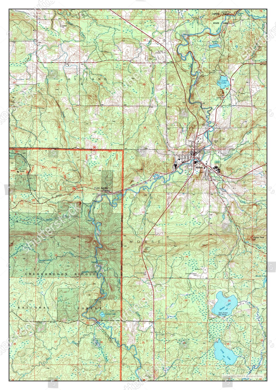 Usa Timeless Maps Mellen Wisconsin Map Editorial Stock Photo Stock