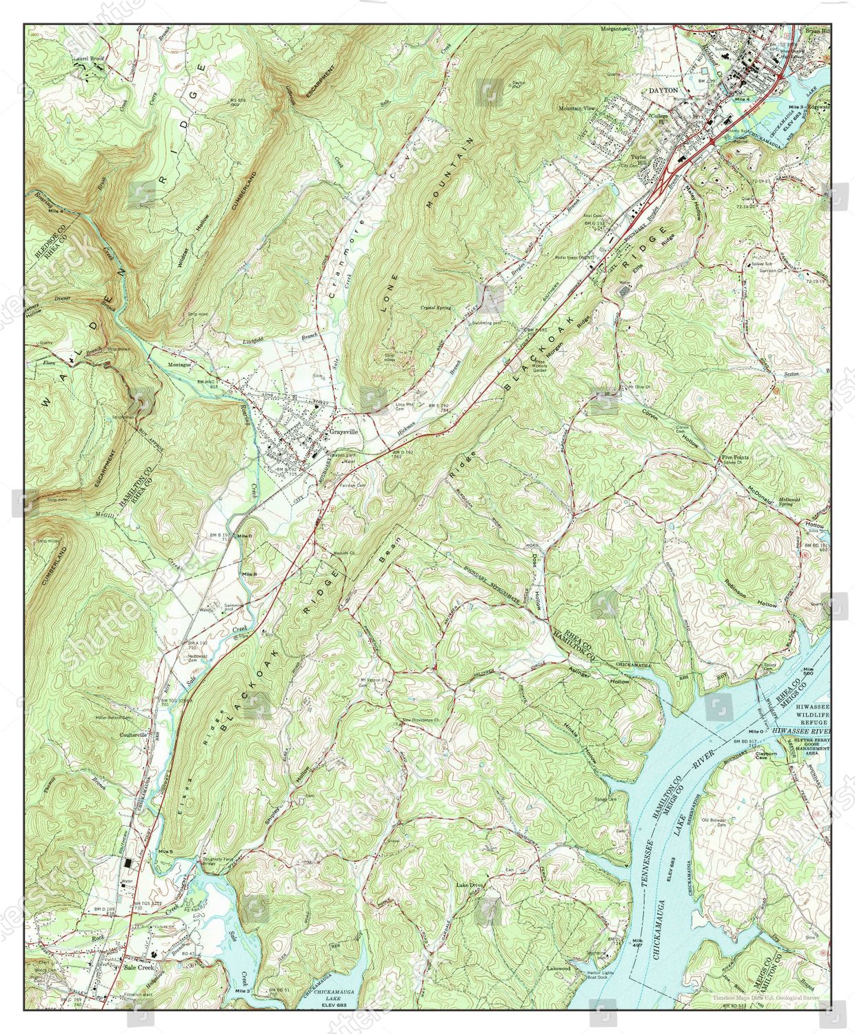 Usa Timeless Maps Graysville Tennessee Map Editorial Stock Photo