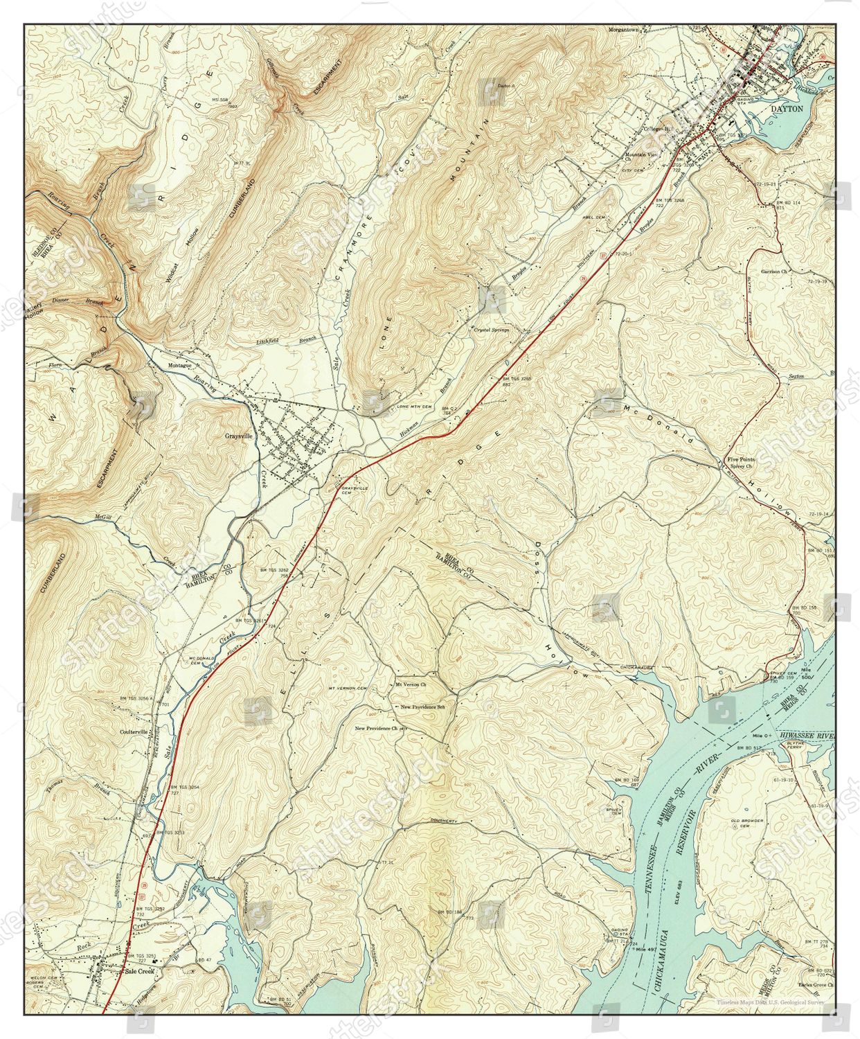 Usa Timeless Maps Graysville Tennessee Map Editorial Stock Photo