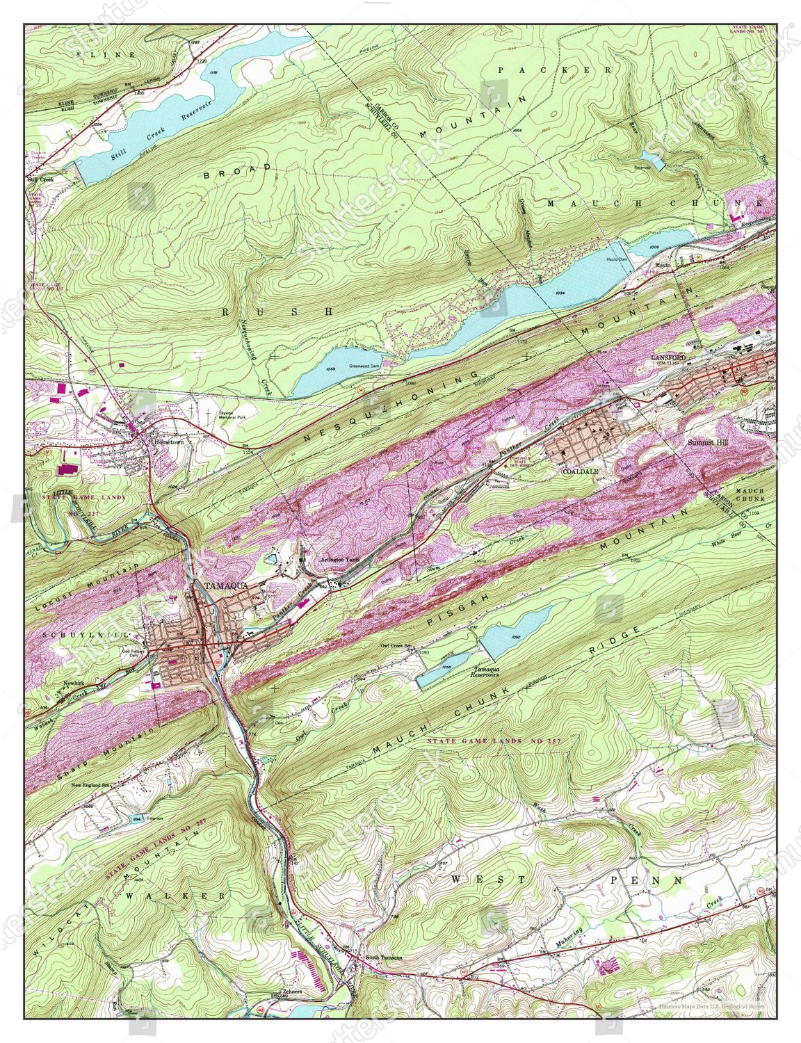 Usa Timeless Maps Tamaqua Pennsylvania Map Editorial Stock Photo