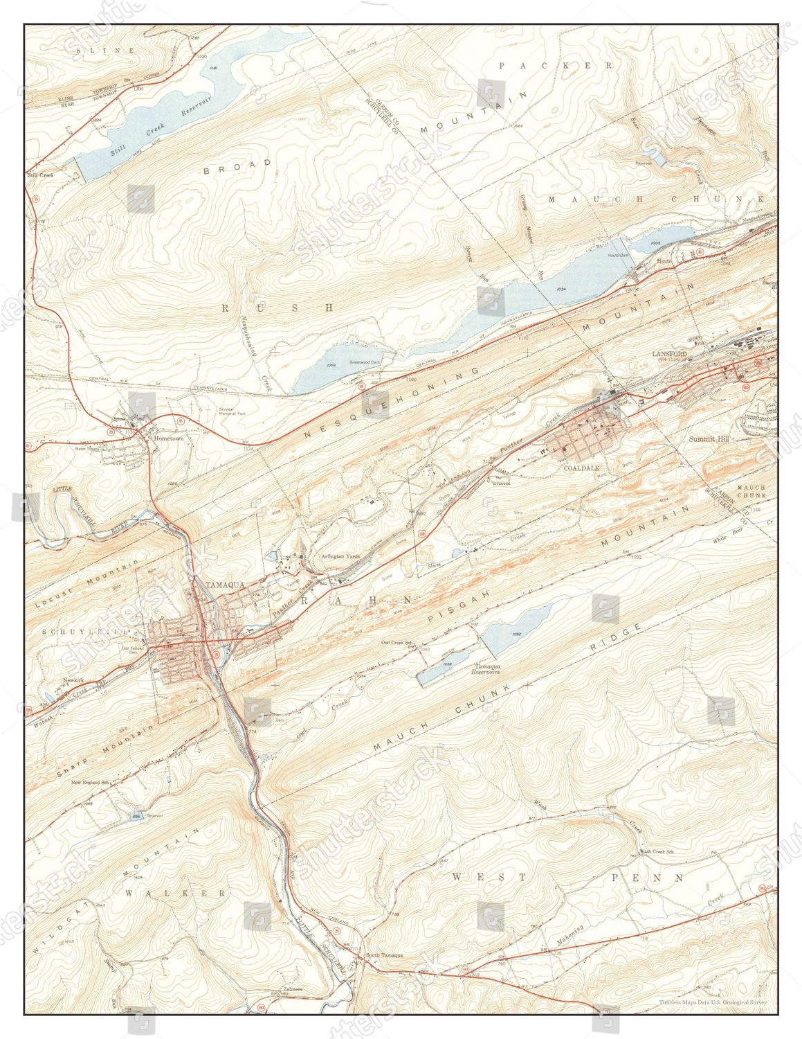 Usa Timeless Maps Tamaqua Pennsylvania Map Editorial Stock Photo
