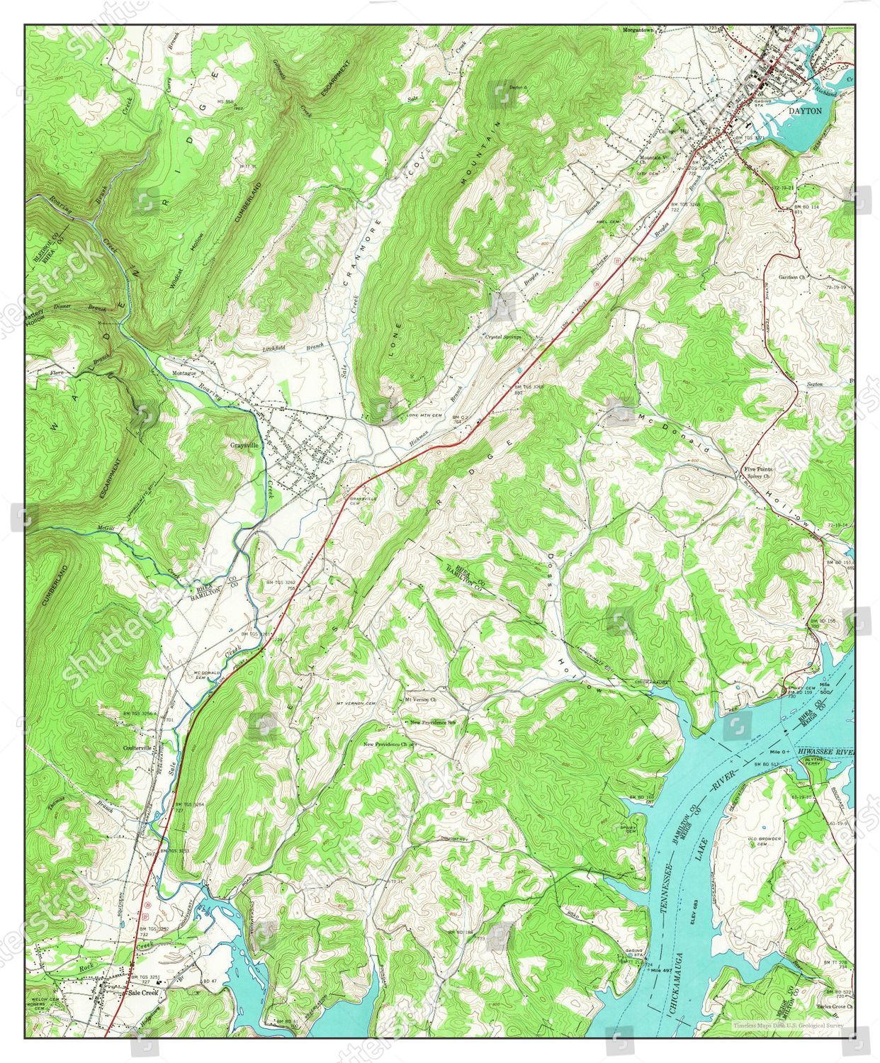 Usa Timeless Maps Graysville Tennessee Map Editorial Stock Photo