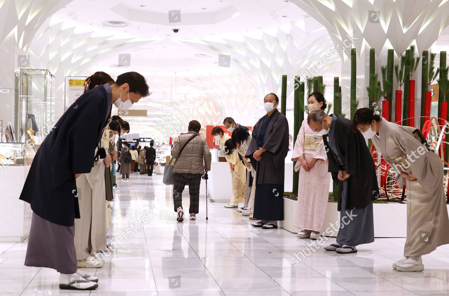 mitsukoshi-department-store-employees-make-bow-editorial-stock-photo