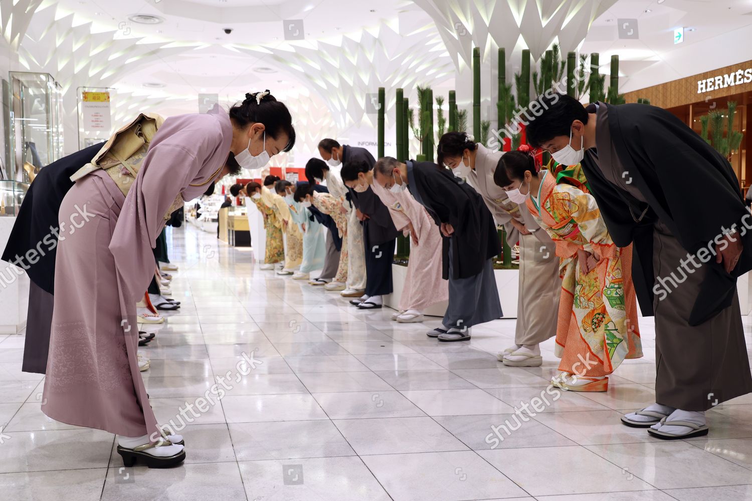 mitsukoshi-department-store-employees-make-bow-editorial-stock-photo