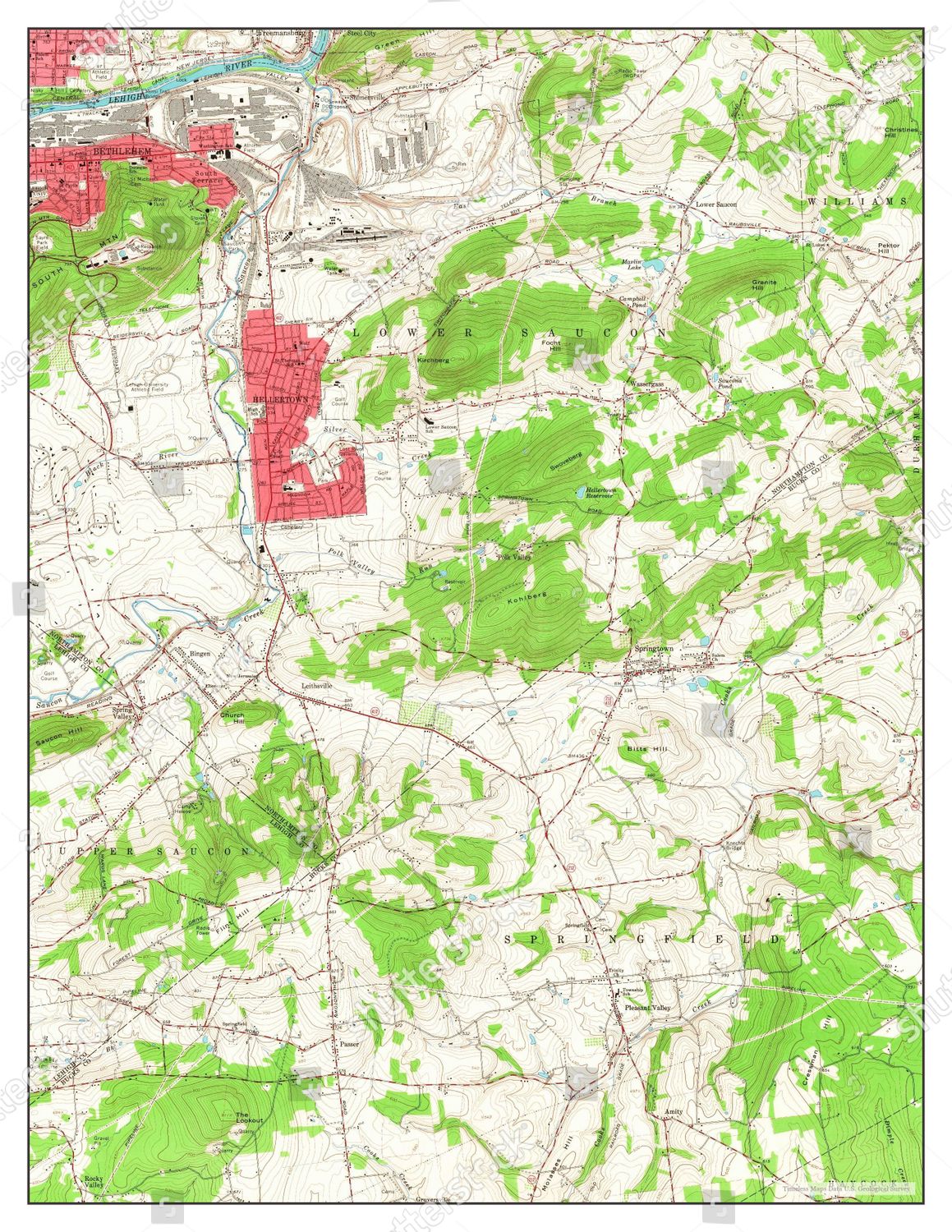 Usa Timeless Maps Hellertown Pennsylvania Map Editorial Stock Photo